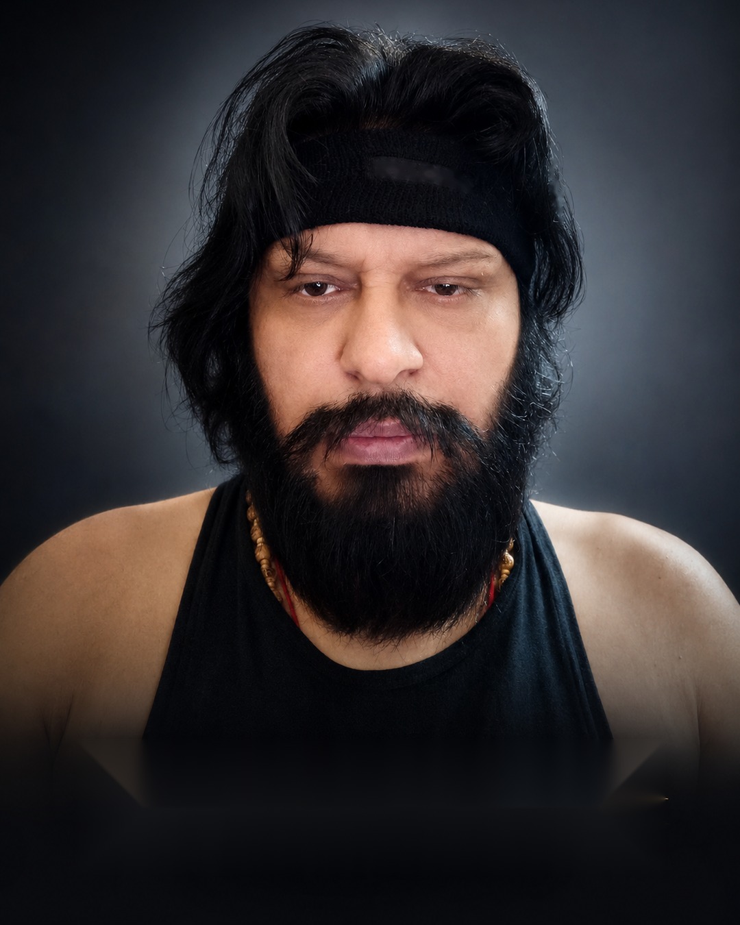 RudraVeeram SxK — intense character portrait, plaid shirt